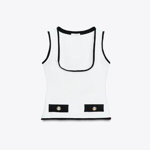 ZARA, NWT Stretch Contouring Vest in White, Size Medium